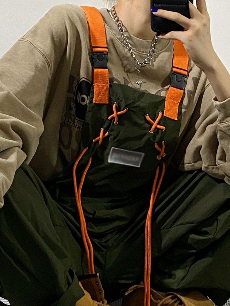 Pantalon cargo ample et décontracté pour homme, coupe droite, à bretelles saroual