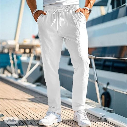 Pantalon d'été pour homme, taille élastique, coupe droite saroual