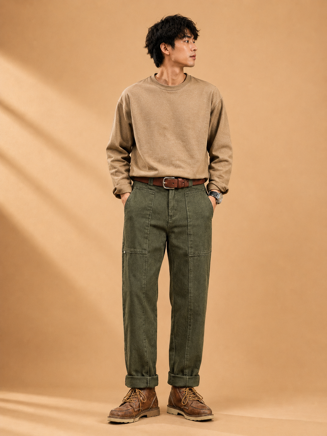 Pantalon Cargo Homme Vert Armée – Style Rétro
