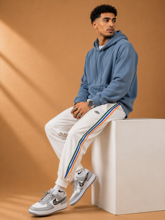 Pantalon Homme Ample Fuselé – Couleur Contrastée