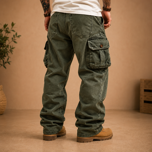 Pantalon cargo homme rétro taille élastique Saroual