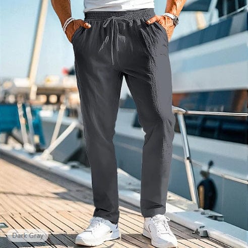 Pantalon d'été pour homme, taille élastique, coupe droite saroual