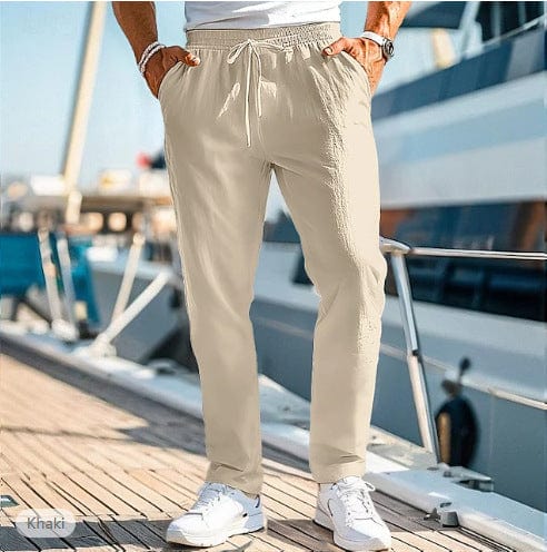 Pantalon d'été pour homme, taille élastique, coupe droite saroual