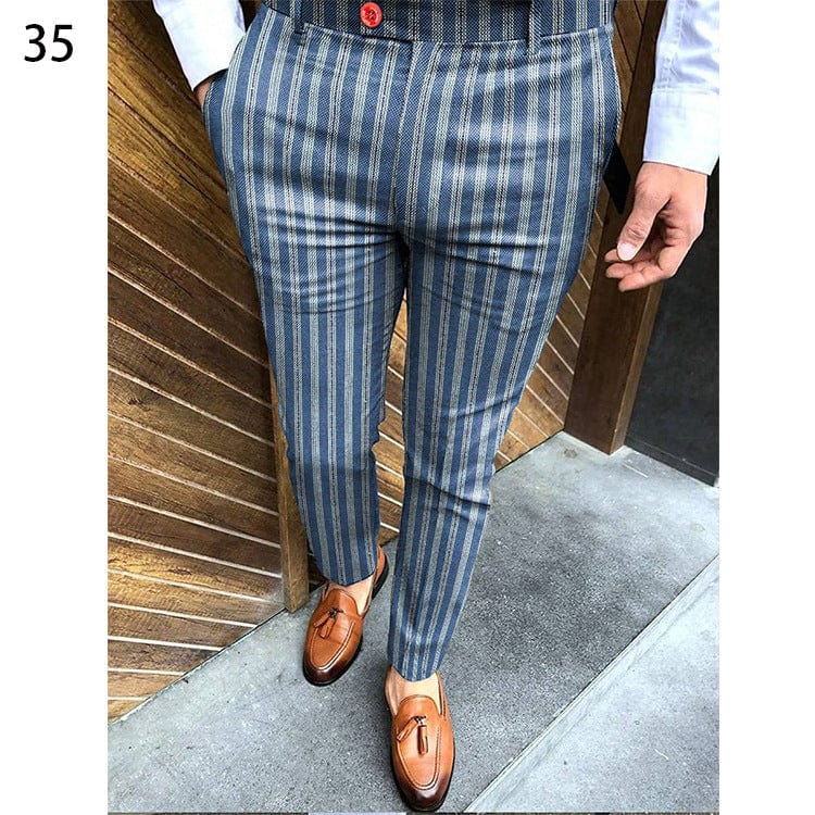 Pantalon de costume décontracté à imprimé pour homme, coupe slim saroual