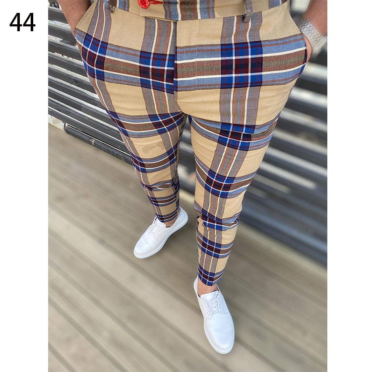 Pantalon de costume décontracté à imprimé pour homme, coupe slim saroual
