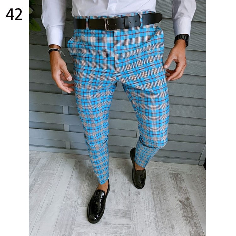 Pantalon de costume décontracté à imprimé pour homme, coupe slim saroual