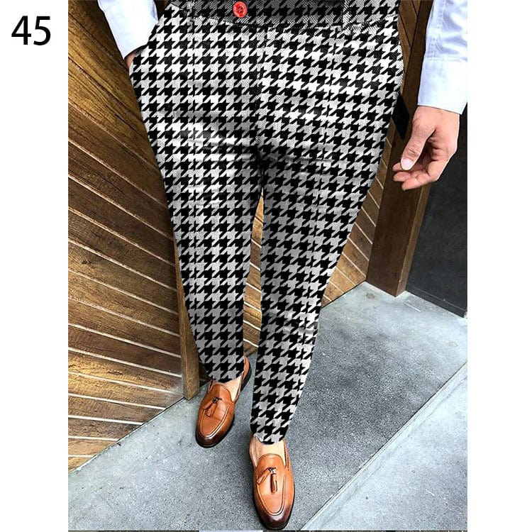 Pantalon de costume décontracté à imprimé pour homme, coupe slim saroual