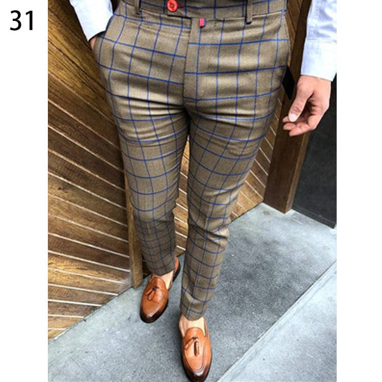 Pantalon de costume décontracté à imprimé pour homme, coupe slim saroual