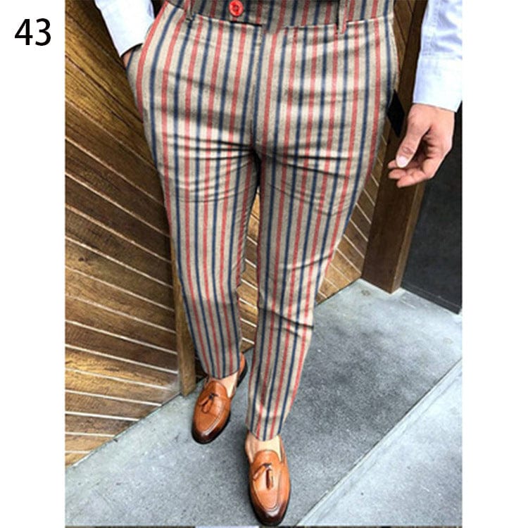 Pantalon de costume décontracté à imprimé pour homme, coupe slim saroual