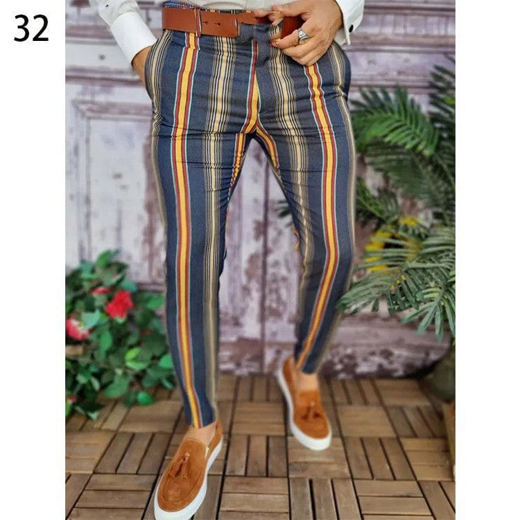 Pantalon de costume décontracté à imprimé pour homme, coupe slim saroual