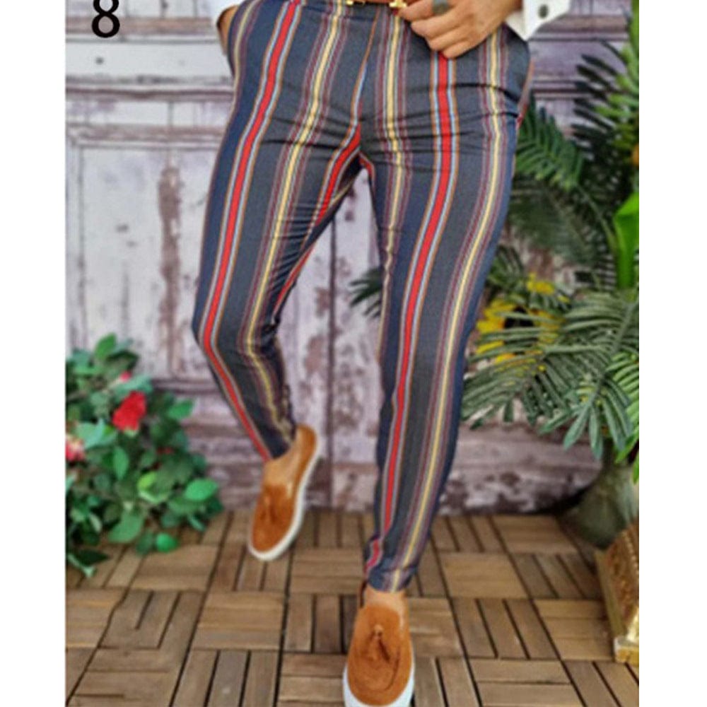 Pantalon de costume décontracté à imprimé pour homme, coupe slim saroual