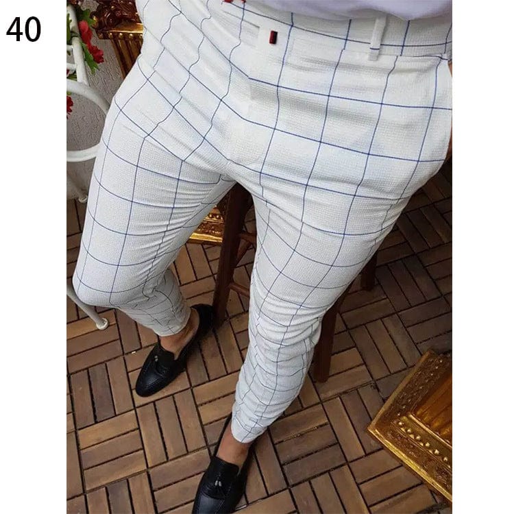 Pantalon de costume décontracté à imprimé pour homme, coupe slim saroual
