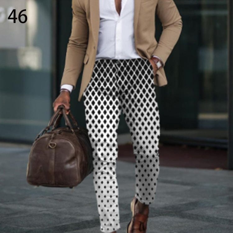 Pantalon de costume décontracté à imprimé pour homme, coupe slim saroual