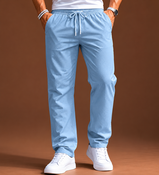 Pantalon d'été homme taille élastique coupe droite Saroual