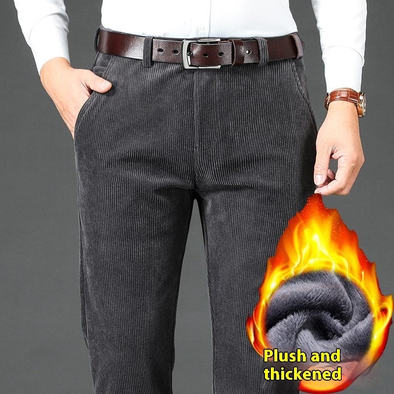 Pantalon homme en velours côtelé épais doublé polaire, taille haute saroual