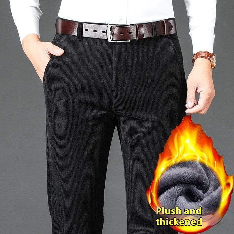 Pantalon homme en velours côtelé épais doublé polaire, taille haute saroual