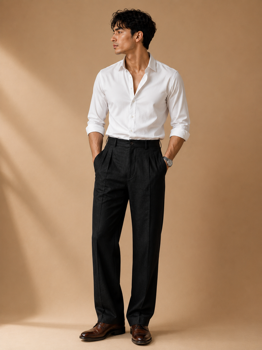 Pantalon homme lin coupe droite décontracté Saroual