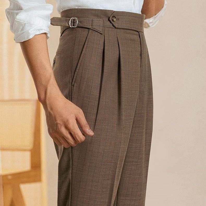 Pantalon homme rayé taille haute boucle ajustable Saroual – vue produit 2