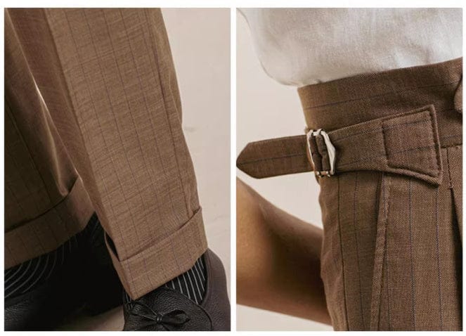 Pantalon homme rayé taille haute boucle ajustable Saroual – vue produit 4