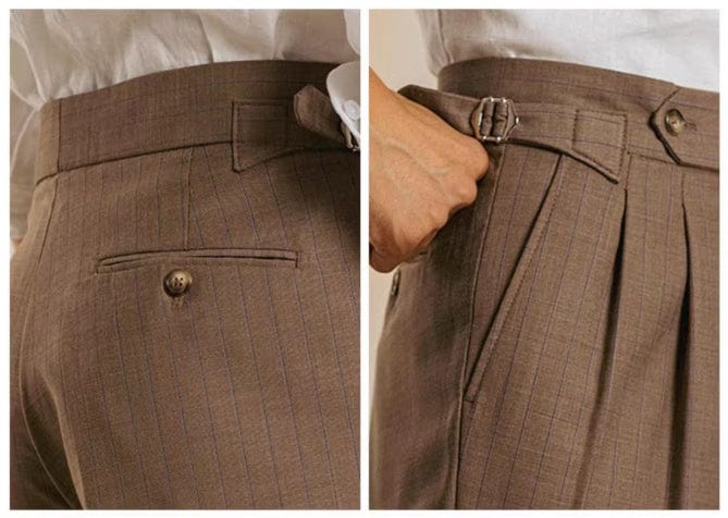 Pantalon homme rayé taille haute boucle ajustable Saroual – vue produit 7