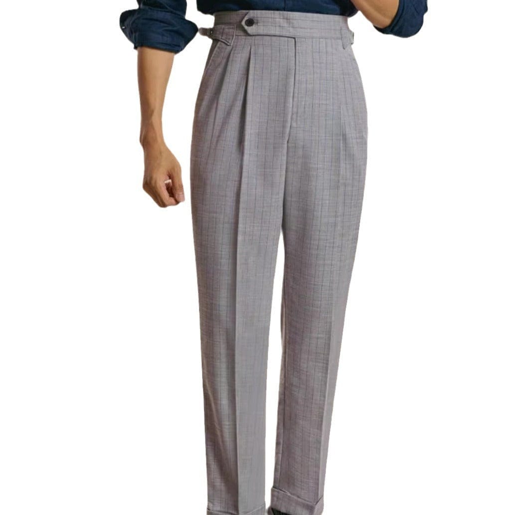Pantalon homme rayé taille haute boucle ajustable Saroual – vue produit 9