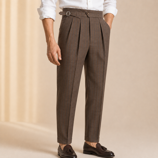 Pantalon homme rayé taille haute boucle ajustable Saroual