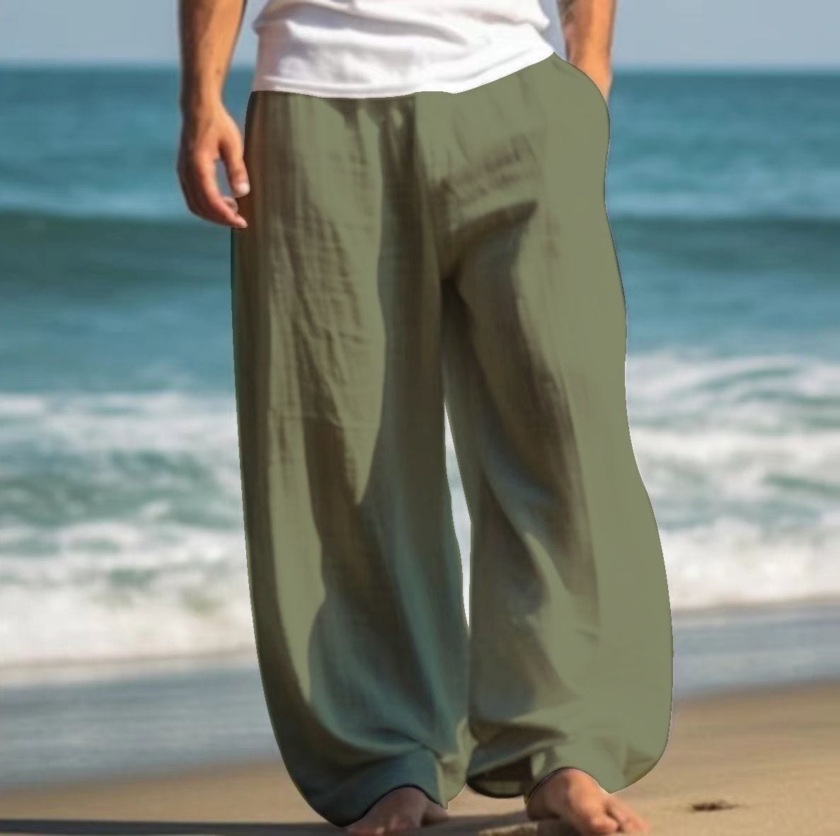 Pantalon plage homme coupe droite large Saroual – vue produit 3