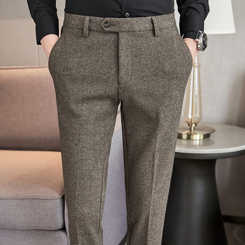 Pantalon slim droit pour homme en tissu poncé saroual